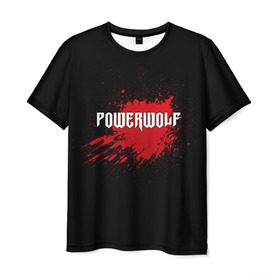 Мужская футболка 3D с принтом Powerwolf в Кировске, 100% полиэфир | прямой крой, круглый вырез горловины, длина до линии бедер | band | blood | metal | music | powerwolf | rock | атрибутика | группа | кровь | метал | музыка | рок
