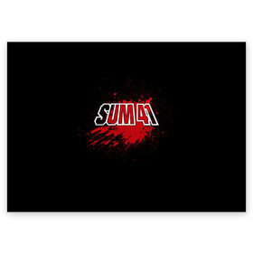 Поздравительная открытка с принтом Sum 41 в Кировске, 100% бумага | плотность бумаги 280 г/м2, матовая, на обратной стороне линовка и место для марки
 | band | blood | metal | music | rock | sum 41 | атрибутика | группа | кровь | метал | музыка | рок