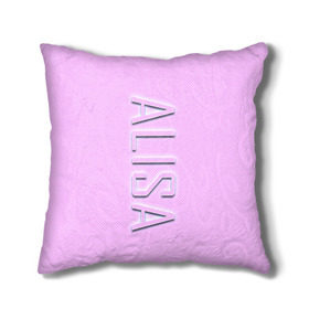 Подушка 3D с принтом Alisa-pink в Кировске, наволочка – 100% полиэстер, наполнитель – холлофайбер (легкий наполнитель, не вызывает аллергию). | состоит из подушки и наволочки. Наволочка на молнии, легко снимается для стирки | alisa | alisa pink | name | name alisa | pink | алиса | имена | имя | имя алиса
