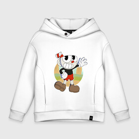 Детское худи Oversize хлопок с принтом Cuphead в Кировске, френч-терри — 70% хлопок, 30% полиэстер. Мягкий теплый начес внутри —100% хлопок | боковые карманы, эластичные манжеты и нижняя кромка, капюшон на магнитной кнопке | cuphead | капхед | капхэд