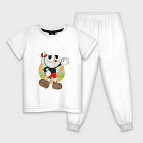 Детская пижама хлопок с принтом Cuphead в Кировске, 100% хлопок |  брюки и футболка прямого кроя, без карманов, на брюках мягкая резинка на поясе и по низу штанин
 | Тематика изображения на принте: cuphead | капхед | капхэд