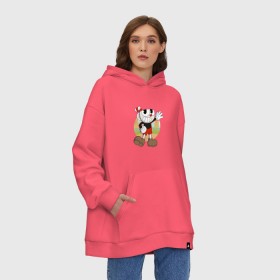 Худи SuperOversize хлопок с принтом Cuphead в Кировске, 70% хлопок, 30% полиэстер, мягкий начес внутри | карман-кенгуру, эластичная резинка на манжетах и по нижней кромке, двухслойный капюшон
 | cuphead | капхед | капхэд