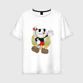 Женская футболка хлопок Oversize с принтом Cuphead в Кировске, 100% хлопок | свободный крой, круглый ворот, спущенный рукав, длина до линии бедер
 | cuphead | капхед | капхэд