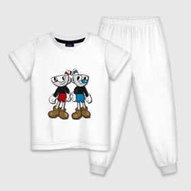 Детская пижама хлопок с принтом Cuphead/Mugman в Кировске, 100% хлопок |  брюки и футболка прямого кроя, без карманов, на брюках мягкая резинка на поясе и по низу штанин
 | Тематика изображения на принте: капхед | капхэд | магмен | магмэн | мугмен