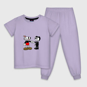 Детская пижама хлопок с принтом Cuphead/Bendy в Кировске, 100% хлопок |  брюки и футболка прямого кроя, без карманов, на брюках мягкая резинка на поясе и по низу штанин
 | Тематика изображения на принте: бенди | бэнди | капхед | капхэд