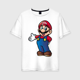 Женская футболка хлопок Oversize с принтом Mario в Кировске, 100% хлопок | свободный крой, круглый ворот, спущенный рукав, длина до линии бедер
 | nintendo | марио | нинтендо