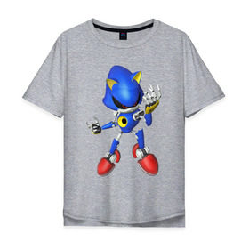 Мужская футболка хлопок Oversize с принтом Metal Sonic в Кировске, 100% хлопок | свободный крой, круглый ворот, “спинка” длиннее передней части | метал соник | металл соник