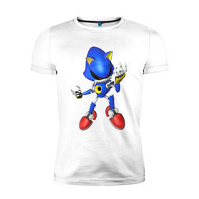 Мужская футболка премиум с принтом Metal Sonic в Кировске, 92% хлопок, 8% лайкра | приталенный силуэт, круглый вырез ворота, длина до линии бедра, короткий рукав | метал соник | металл соник