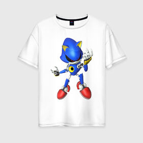 Женская футболка хлопок Oversize с принтом Metal Sonic в Кировске, 100% хлопок | свободный крой, круглый ворот, спущенный рукав, длина до линии бедер
 | метал соник | металл соник