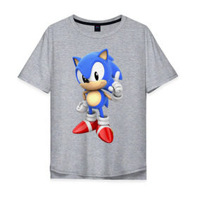 Мужская футболка хлопок Oversize с принтом Classic Sonic в Кировске, 100% хлопок | свободный крой, круглый ворот, “спинка” длиннее передней части | Тематика изображения на принте: 16 бит | sega | sonic | классический соник