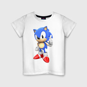 Детская футболка хлопок с принтом Classic Sonic в Кировске, 100% хлопок | круглый вырез горловины, полуприлегающий силуэт, длина до линии бедер | 16 бит | sega | sonic | классический соник