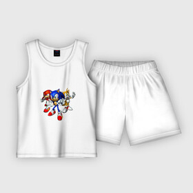 Детская пижама с шортами хлопок с принтом Sonic, Tails  Knuckles в Кировске,  |  | Тематика изображения на принте: наклз | наклс | соник | тейлз | тейлс