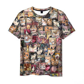 Мужская футболка 3D с принтом Злые лица аниме в Кировске, 100% полиэфир | прямой крой, круглый вырез горловины, длина до линии бедер | комиксы | манга | паттерн | эмоции
