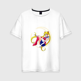 Женская футболка хлопок Oversize с принтом Sailor Moon в Кировске, 100% хлопок | свободный крой, круглый ворот, спущенный рукав, длина до линии бедер
 | sailor moon | sailormoon | сейлор мун | сейлормун