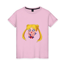 Женская футболка хлопок с принтом Sailor Moon в Кировске, 100% хлопок | прямой крой, круглый вырез горловины, длина до линии бедер, слегка спущенное плечо | sailor moon | sailormoon | сейлор мун | сейлормун