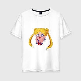 Женская футболка хлопок Oversize с принтом Sailor Moon в Кировске, 100% хлопок | свободный крой, круглый ворот, спущенный рукав, длина до линии бедер
 | sailor moon | sailormoon | сейлор мун | сейлормун