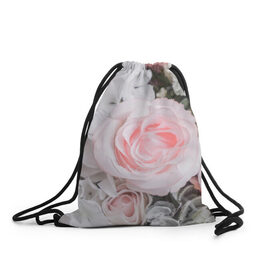 Рюкзак-мешок 3D с принтом розы в Кировске, 100% полиэстер | плотность ткани — 200 г/м2, размер — 35 х 45 см; лямки — толстые шнурки, застежка на шнуровке, без карманов и подкладки | букет | винтаж | зелень | листья | розовые розы | романтика | цветы
