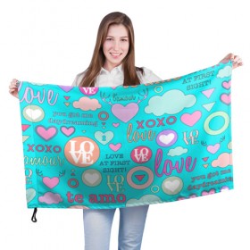 Флаг 3D с принтом I Love you в Кировске, 100% полиэстер | плотность ткани — 95 г/м2, размер — 67 х 109 см. Принт наносится с одной стороны | 14 | love | валентин | губы | день | любовь | подарок | поцелуй | сердце | страсть | февраль
