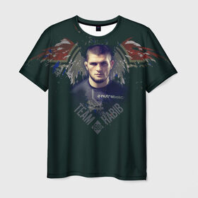 Мужская футболка 3D с принтом Хабиб Нурмагомедов в Кировске, 100% полиэфир | прямой крой, круглый вырез горловины, длина до линии бедер | ufc | вольная борьба | самбо | хабиб нурмагомедов