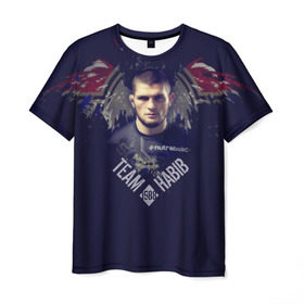 Мужская футболка 3D с принтом Хабиб Нурмагомедов в Кировске, 100% полиэфир | прямой крой, круглый вырез горловины, длина до линии бедер | Тематика изображения на принте: ufc | хабиб нурмагомедов