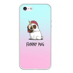 Чехол для iPhone 5/5S матовый с принтом Funny PUG в Кировске, Силикон | Область печати: задняя сторона чехла, без боковых панелей | animals | dog | dogs | gradient | illustration | inscription | lettering | pug | puppy | unicorn | градиент | единорог | животные | иллюстрация | леттеринг | мопс | надпись | песик | собаки | щенок