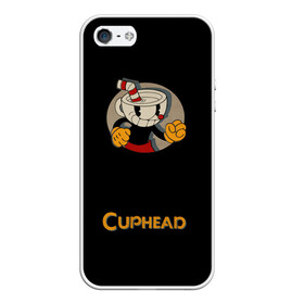 Чехол для iPhone 5/5S матовый с принтом Cuphead в Кировске, Силикон | Область печати: задняя сторона чехла, без боковых панелей | 