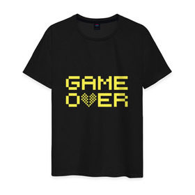 Мужская футболка хлопок с принтом Game Over yellow в Кировске, 100% хлопок | прямой крой, круглый вырез горловины, длина до линии бедер, слегка спущенное плечо. | 