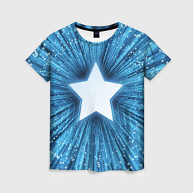 Женская футболка 3D с принтом Звезда в Кировске, 100% полиэфир ( синтетическое хлопкоподобное полотно) | прямой крой, круглый вырез горловины, длина до линии бедер | взрыв | звезда | звездочка | космос | огонёк | свет