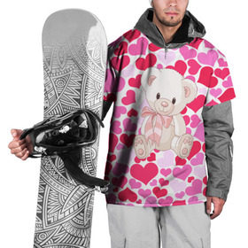 Накидка на куртку 3D с принтом Белый Мишка в Кировске, 100% полиэстер |  | 14 февраля | bear | love | teddy | абстракция | арт | девушкам | день всех влюбленных | день святого валентина | животные | медведь | милые | мишка | сердечки | тедди
