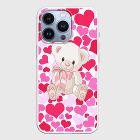 Чехол для iPhone 13 Pro с принтом Белый Мишка в Кировске,  |  | 14 февраля | bear | love | teddy | абстракция | арт | девушкам | день всех влюбленных | день святого валентина | животные | медведь | милые | мишка | сердечки | тедди