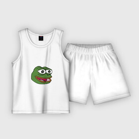 Детская пижама с шортами хлопок с принтом Pepe frog в Кировске,  |  | meme pepe мем прикол лягушка