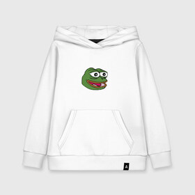 Детская толстовка хлопок с принтом Pepe frog в Кировске, 100% хлопок | Круглый горловой вырез, эластичные манжеты, пояс, капюшен | Тематика изображения на принте: meme pepe мем прикол лягушка