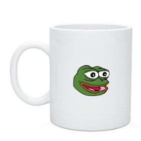 Кружка с принтом Pepe frog в Кировске, керамика | объем — 330 мл, диаметр — 80 мм. Принт наносится на бока кружки, можно сделать два разных изображения | Тематика изображения на принте: meme pepe мем прикол лягушка