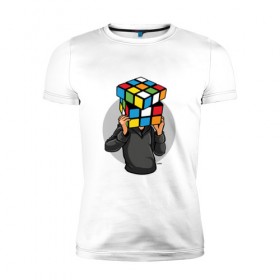 Мужская футболка премиум с принтом ГОЛОВОЛОМКА в Кировске, 92% хлопок, 8% лайкра | приталенный силуэт, круглый вырез ворота, длина до линии бедра, короткий рукав | голова | кубик рубика