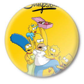 Значок с принтом Симпсоны в Кировске,  металл | круглая форма, металлическая застежка в виде булавки | 