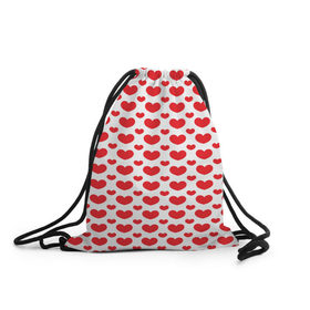 Рюкзак-мешок 3D с принтом Красные сердечки в Кировске, 100% полиэстер | плотность ткани — 200 г/м2, размер — 35 х 45 см; лямки — толстые шнурки, застежка на шнуровке, без карманов и подкладки | 