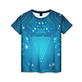 Женская футболка 3D с принтом Cyberpunk в Кировске, 100% полиэфир ( синтетическое хлопкоподобное полотно) | прямой крой, круглый вырез горловины, длина до линии бедер | киберпанк | линии | схема