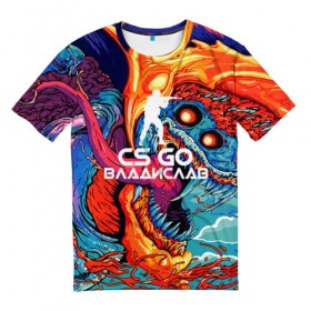 Мужская футболка 3D с принтом Владдислав в стиле CS GO в Кировске, 100% полиэфир | прямой крой, круглый вырез горловины, длина до линии бедер | hyper beast | влад | кс го | скоростной зверь