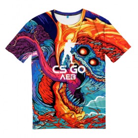 Мужская футболка 3D с принтом Лев в стиле CS GO в Кировске, 100% полиэфир | прямой крой, круглый вырез горловины, длина до линии бедер | hyper beast | кс го | скоростной зверь