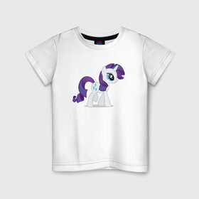Детская футболка хлопок с принтом My little pony Рарити в Кировске, 100% хлопок | круглый вырез горловины, полуприлегающий силуэт, длина до линии бедер | Тематика изображения на принте: 