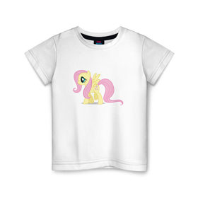 Детская футболка хлопок с принтом My little pony Флаттершай в Кировске, 100% хлопок | круглый вырез горловины, полуприлегающий силуэт, длина до линии бедер | 