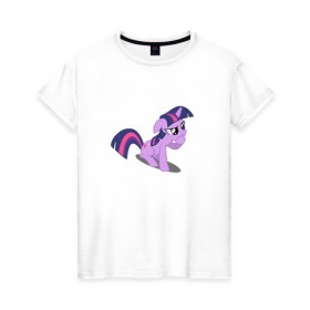 Женская футболка хлопок с принтом My little pony Твайлайт Спаркл в Кировске, 100% хлопок | прямой крой, круглый вырез горловины, длина до линии бедер, слегка спущенное плечо | my little pony | твайлайт спаркл