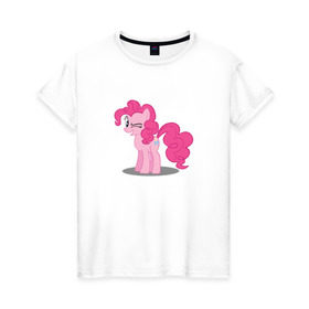 Женская футболка хлопок с принтом My little pony Пинки Пай в Кировске, 100% хлопок | прямой крой, круглый вырез горловины, длина до линии бедер, слегка спущенное плечо | my little pony | пинки пай