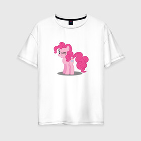 Женская футболка хлопок Oversize с принтом My little pony Пинки Пай в Кировске, 100% хлопок | свободный крой, круглый ворот, спущенный рукав, длина до линии бедер
 | my little pony | пинки пай