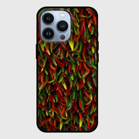 Чехол для iPhone 13 Pro с принтом Перчики в Кировске,  |  | веган | вегетарианец | еда | красный | овощи | острый | паттерн | перец | перчик | приправа | пряности | стручки | стручковый | стручок | урожай | чили