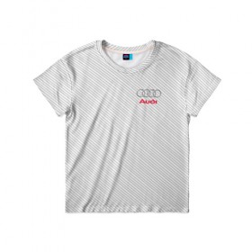 Детская футболка 3D с принтом AUDI CARBON в Кировске, 100% гипоаллергенный полиэфир | прямой крой, круглый вырез горловины, длина до линии бедер, чуть спущенное плечо, ткань немного тянется | ауди | марка | машины