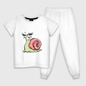 Детская пижама хлопок с принтом Гламурная улитка в Кировске, 100% хлопок |  брюки и футболка прямого кроя, без карманов, на брюках мягкая резинка на поясе и по низу штанин
 | гламурная | животные | прикольная | улитка
