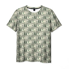 Мужская футболка 3D с принтом Доллары в Кировске, 100% полиэфир | прямой крой, круглый вырез горловины, длина до линии бедер | dollars | money | usa | деньги | доллар | паттерн | сша