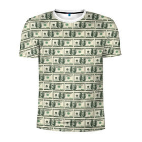 Мужская футболка 3D спортивная с принтом Доллары в Кировске, 100% полиэстер с улучшенными характеристиками | приталенный силуэт, круглая горловина, широкие плечи, сужается к линии бедра | Тематика изображения на принте: dollars | money | usa | деньги | доллар | паттерн | сша