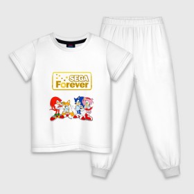 Детская пижама хлопок с принтом Sega Forever в Кировске, 100% хлопок |  брюки и футболка прямого кроя, без карманов, на брюках мягкая резинка на поясе и по низу штанин
 | knuckles | sonic | tails | наклз | сега | соник | тейлз